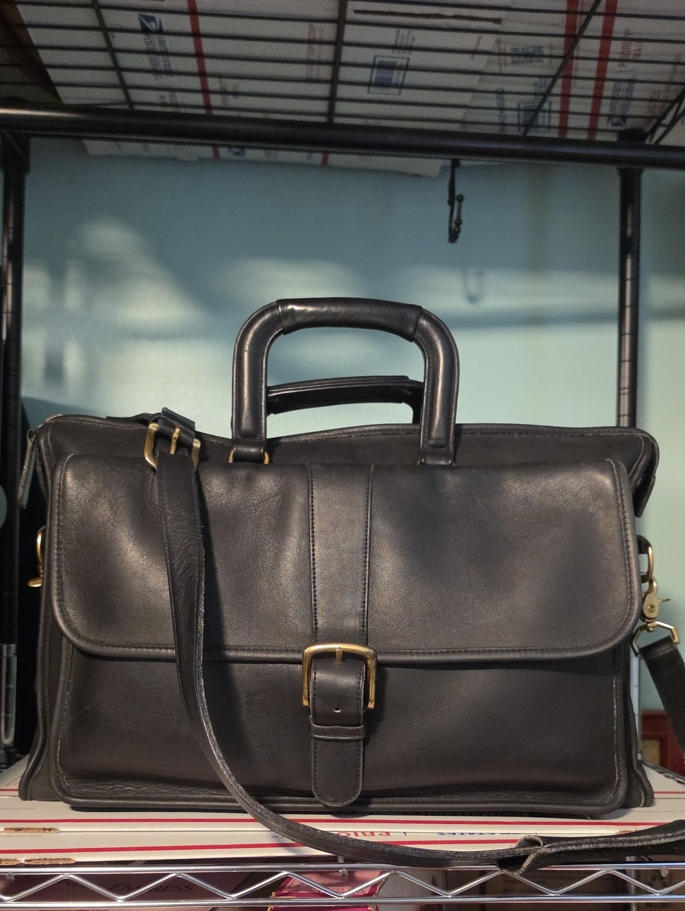 Vintage Coach Thompson Leather Laptop Briefcase  with Crossbody strap .